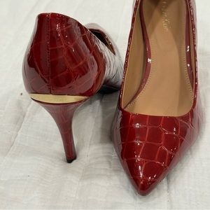Calvin Klein Gayle Patent Croc Print Cabernet Leather Pump Sz. 7.5 Women's